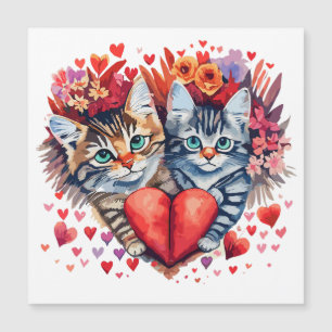 Waterverf Valentijnse katten met liefde Magnetisch