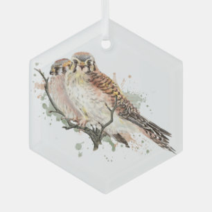 Waterverf valk valk-vrienden paardenvogels glas ornament
