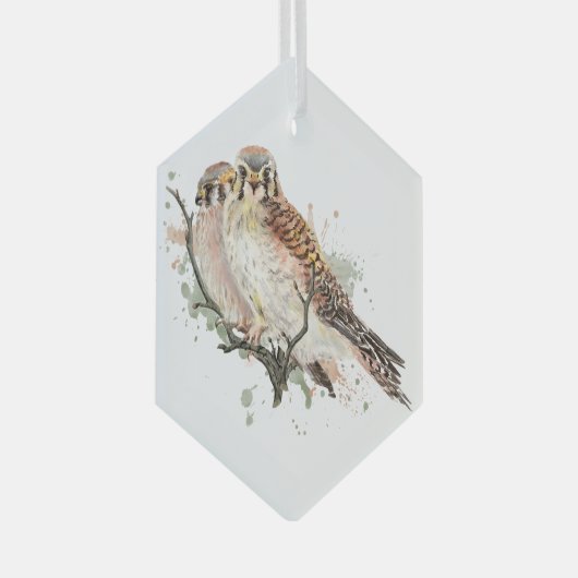 Waterverf valk valk-vrienden paardenvogels glas ornament (Voorkant Rechts)