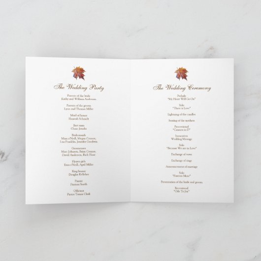 Waterverf Vallende Blad Herfst Natuur Bruiloft Programma (Binnen)