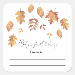 Waterverf vallende bladeren - Baby showers boekenp Vierkante Sticker