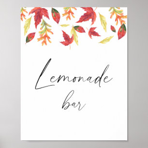 Waterverf vallende bladeren - limonadebar poster