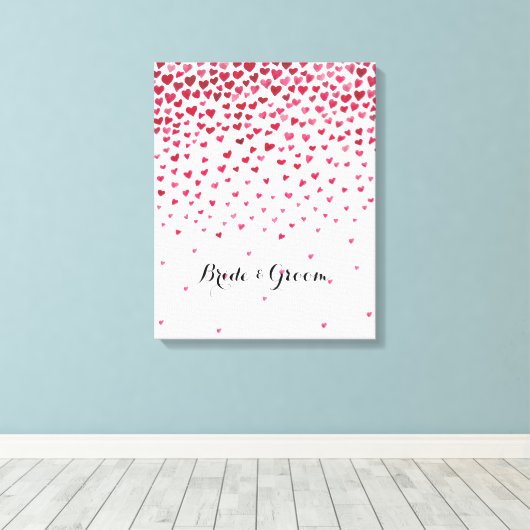 Waterverf Vallende Harten Bruid en bruidegom Canvas Afdruk (Insitu (Houten vloer))