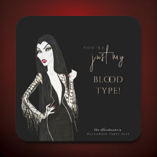 Waterverf Vampiress Fancy Halloween Zwart Vierkante Kartonnen Onderzetter