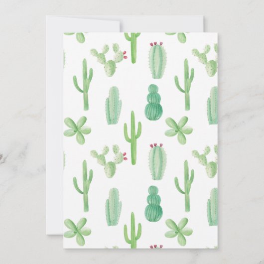 Waterverf van afkooppartij Cactus Afdrukken Uitnod Kaart (Achterkant)