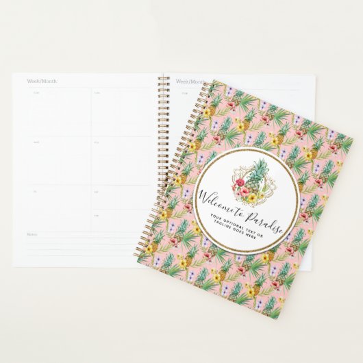 Waterverf van ananas en Hibiscus Flowers Tropisch Planner (Display)