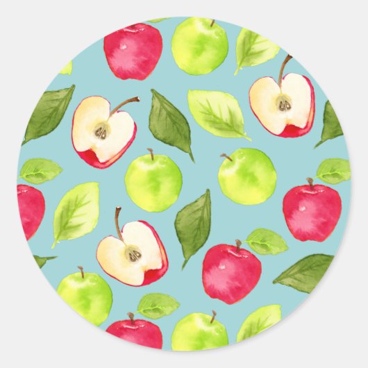 Waterverf van appelfruit ronde sticker (Voorkant)