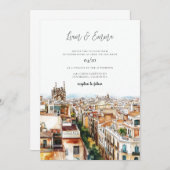 Waterverf van Barcelona bruiloft Kaart (Voorkant / Achterkant)