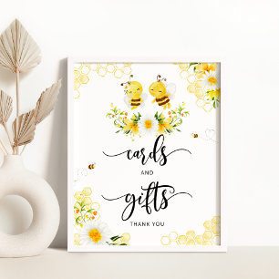 Waterverf van bijen en cadeaubord poster