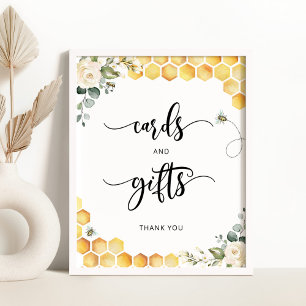 Waterverf van bijen en cadeaubord poster