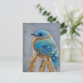Waterverf van blauwvogel briefkaart (Staand voorkant)