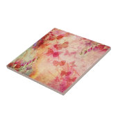 Waterverf van bloemen en vlinders, van keramische tegeltje (Zijkant)