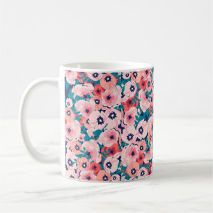 Waterverf van bloemen naadloos patroon koffiemok
