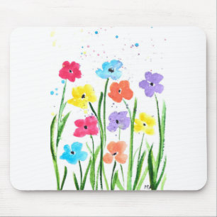 Waterverf van bloemen Natuur Muismat