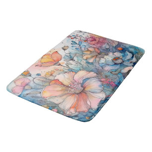 Waterverf van bloemenpatroon badmat