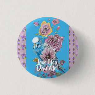 Waterverf van boedgie met meisje met colomas ronde button 3,2 cm