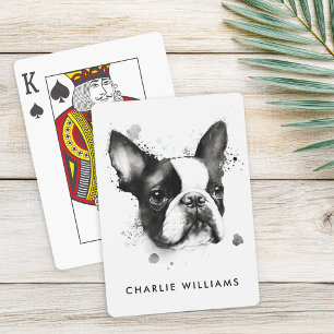 Waterverf van Boston verschrikkelijk zwart-wit Pokerkaarten