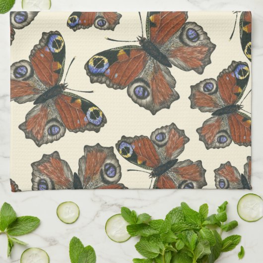 Waterverf van botervliegen theedoek (Gevouwen)