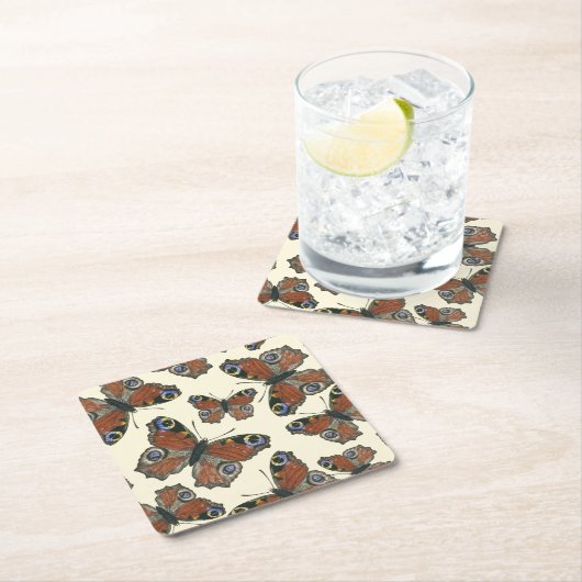 Waterverf van botervliegen vierkante kartonnen onderzetter (Insitu)