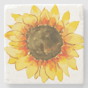 Waterverf van Bright Summer Sunflower Stenen Onderzetter