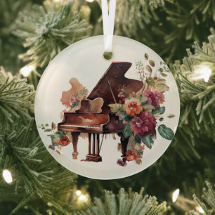 Waterverf van Brown Baby Grand Piano Glas Ornament