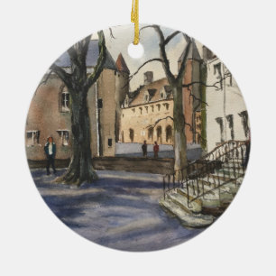 Waterverf van Brugge België op zondag Keramisch Ornament