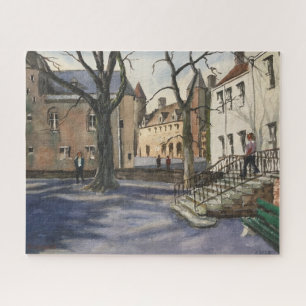 Waterverf van Brugge België op zondag Legpuzzel
