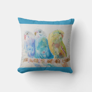 Waterverf van Budgie Schildervogel Cushion Aqua Bl Kussen