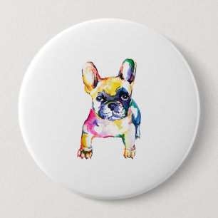 Waterverf van bulledog met mantel voor Hondenliefh Ronde Button 4,0 Cm