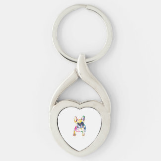 Waterverf van bulledog met mantel voor Hondenliefh Sleutelhanger