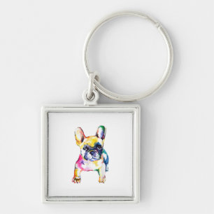 Waterverf van bulledog met mantel voor Hondenliefh Sleutelhanger