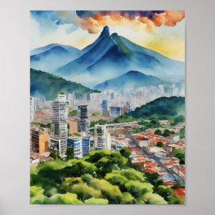 Waterverf van Caracas Venezuela Poster