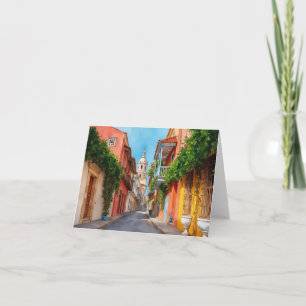 Waterverf van Cartagena-Colombia Kaart