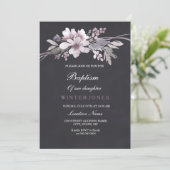 Waterverf van Chalkboard Floral Baptism Kaart (Staand voorkant)