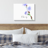 Waterverf van Chicory Flowers Canvas afdrukken (Insitu (Slaapkamer))