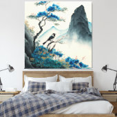 Waterverf van Chinese pushschilderlandschap Canvas Afdruk (Insitu (Slaapkamer))