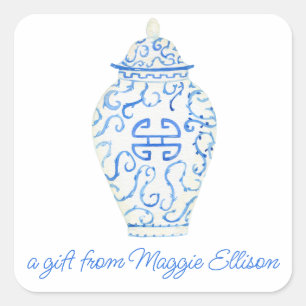 Waterverf van Chinoiserie Ginger Jar Gift Stickers