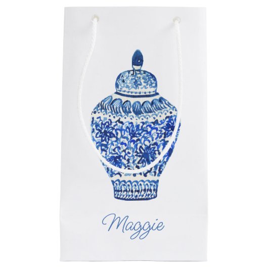 Waterverf van Chinoiserie Ginger Jar Klein Cadeauzakje (Voorkant)
