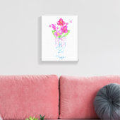 Waterverf van Chinoiserie Ginger Jar Orchids Canvas Afdruk (Insitu (Woonkamer))