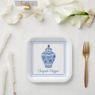 Waterverf van Chinoiserie Ginger Jar Party Borden Papieren Bordje