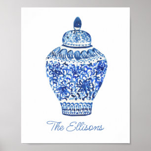 Waterverf van Chinoiserie Ginger Jar Poster