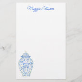 Waterverf van Chinoiserie Ginger Jar Stationery Briefpapier (Voorkant)