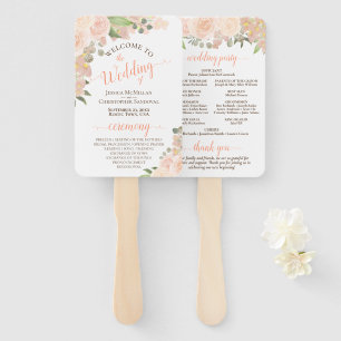Waterverf van Coral Peach Floral Boho Wedding Prog Handwaaier