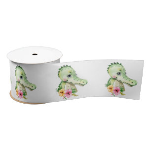 Waterverf van Cute Alligator Floral Baby shower Lint