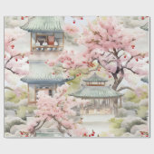 Waterverf van de Aziatische Pagode te midden van k Cadeaupapier (Vlak)