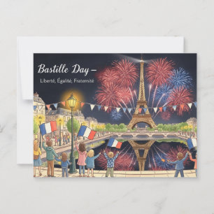 Waterverf van de Bastille-dag Briefkaart