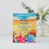 Waterverf van de begroting - Beach Birthday Party  (Staand voorkant)