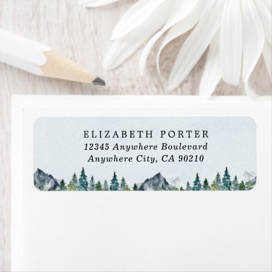 Waterverf van de bergen Elegant Rustic Threadding  Etiket (Insitu)