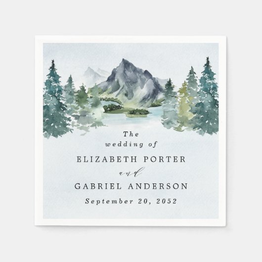 Waterverf van de bergen Elegant Rustic Threadding  Servet (Voorkant)