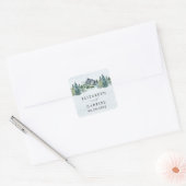 Waterverf van de bergen Elegant Rustic Threadding  Vierkante Sticker (Envelop)